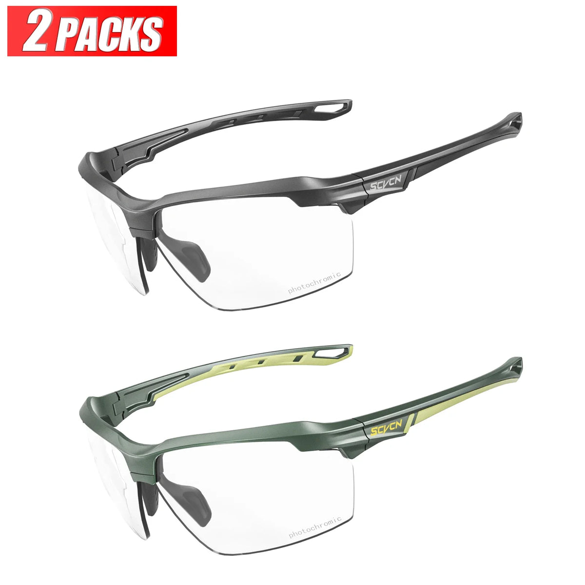 3PACKS SCVCN Photochromic Cycling Sunglasses Glasses Bike MTB Bicycle Hiking Golf UV400 Sports Glasses for Men Women Baseball