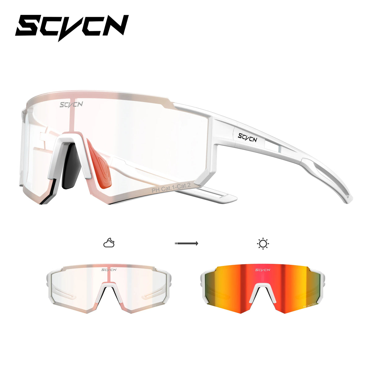 SCVCN Photochromic Sunglasses for Men Cycling Glasses Cycling Mountain Bike Glasses and Women Casual Hiking Eyewear Windproof