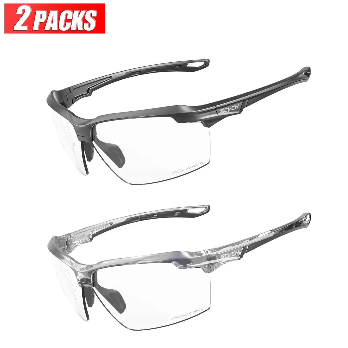 3PACKS SCVCN Photochromic Cycling Sunglasses Glasses Bike MTB Bicycle Hiking Golf UV400 Sports Glasses for Men Women Baseball