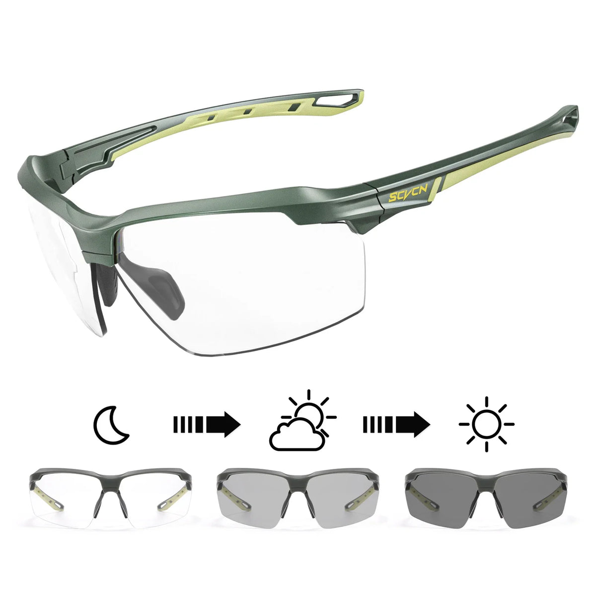 3PACKS SCVCN Photochromic Cycling Sunglasses Glasses Bike MTB Bicycle Hiking Golf UV400 Sports Glasses for Men Women Baseball