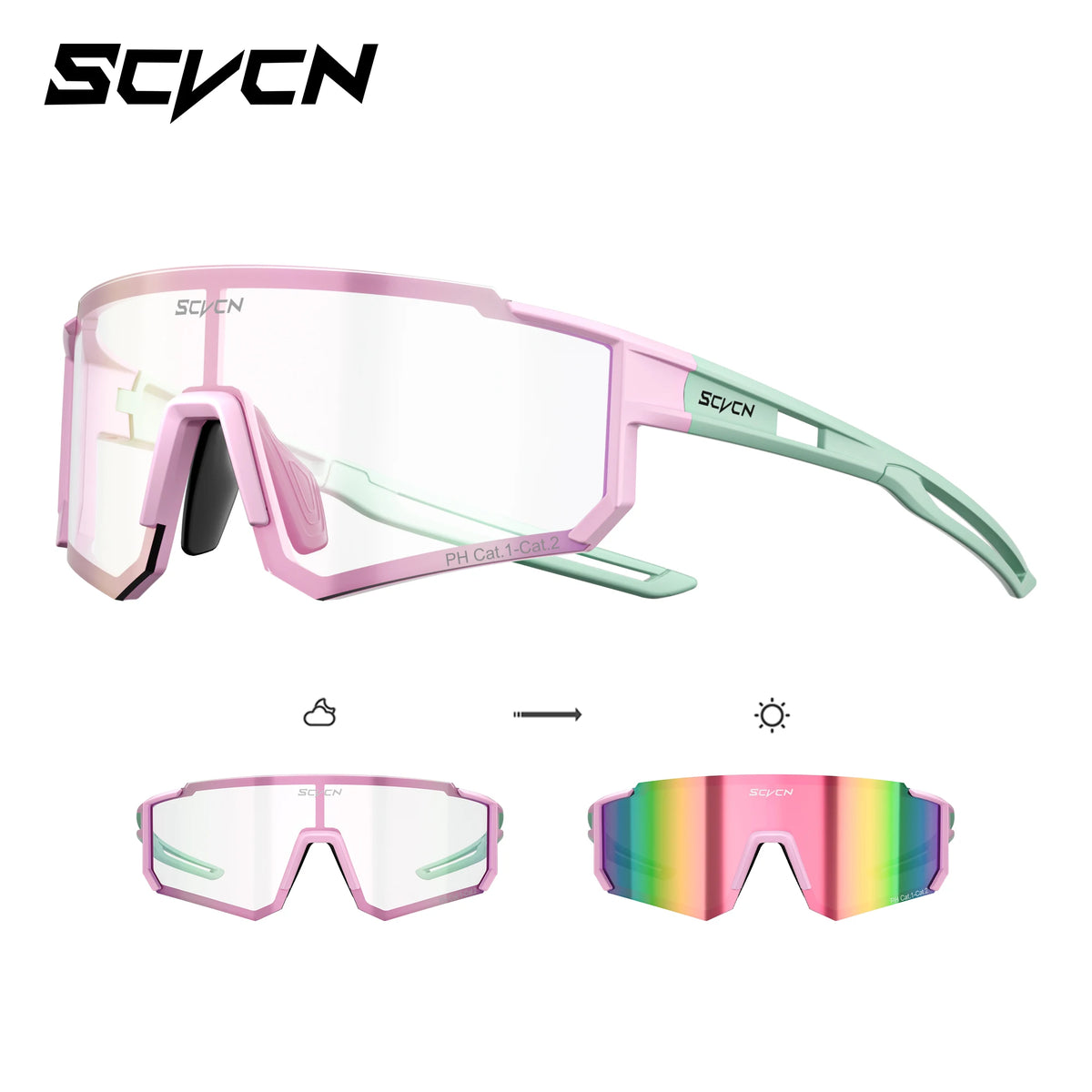 SCVCN Photochromic Sunglasses for Men Cycling Glasses Cycling Mountain Bike Glasses and Women Casual Hiking Eyewear Windproof