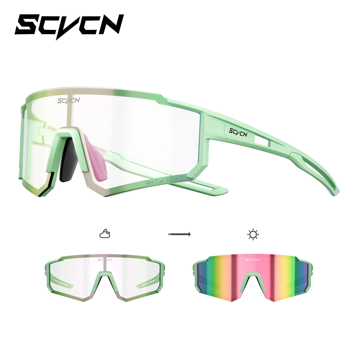 SCVCN Photochromic Sunglasses for Men Cycling Glasses Cycling Mountain Bike Glasses and Women Casual Hiking Eyewear Windproof