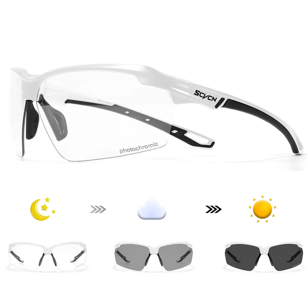 3PACKS SCVCN Photochromic Cycling Sunglasses Glasses Bike MTB Bicycle Hiking Golf UV400 Sports Glasses for Men Women Baseball