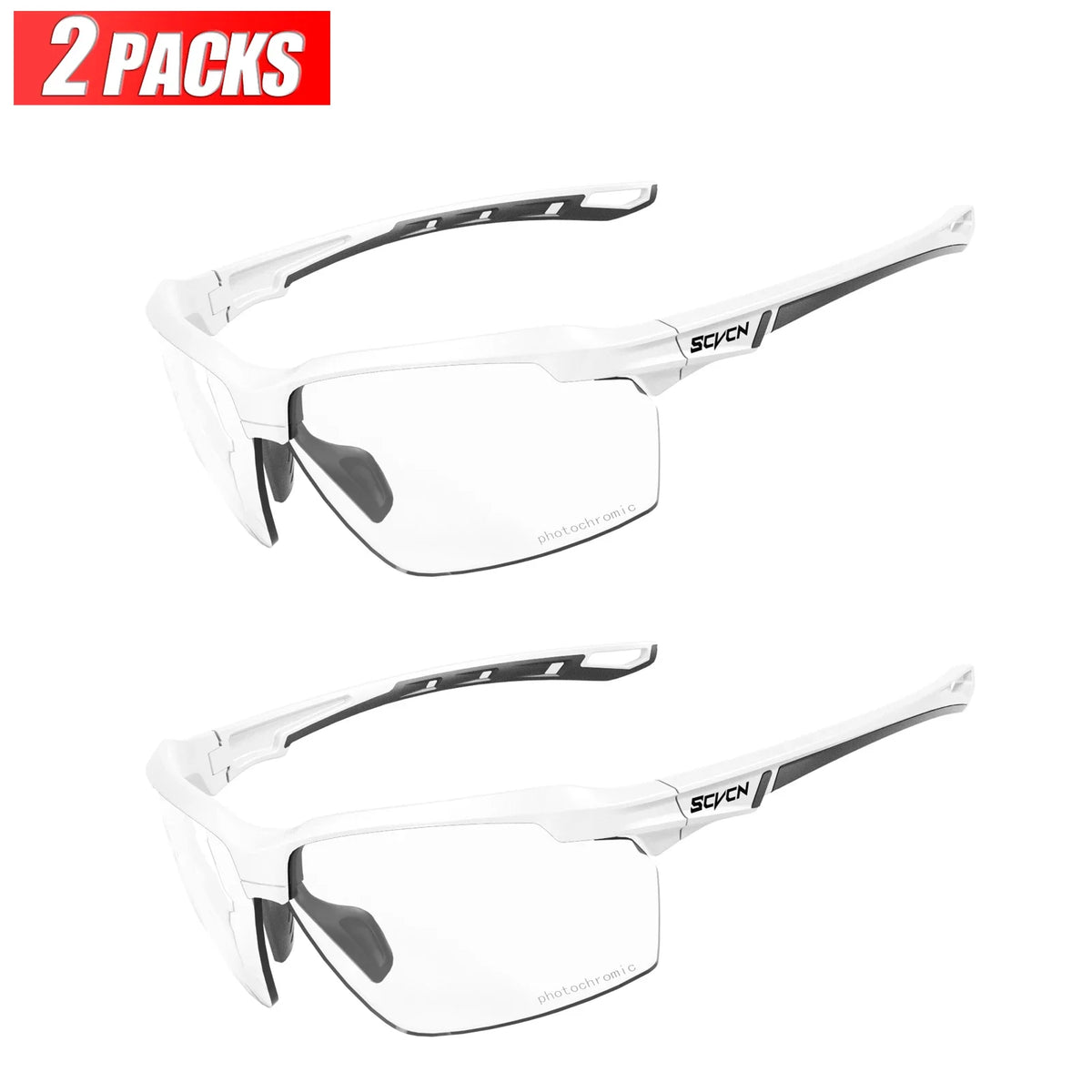 3PACKS SCVCN Photochromic Cycling Sunglasses Glasses Bike MTB Bicycle Hiking Golf UV400 Sports Glasses for Men Women Baseball