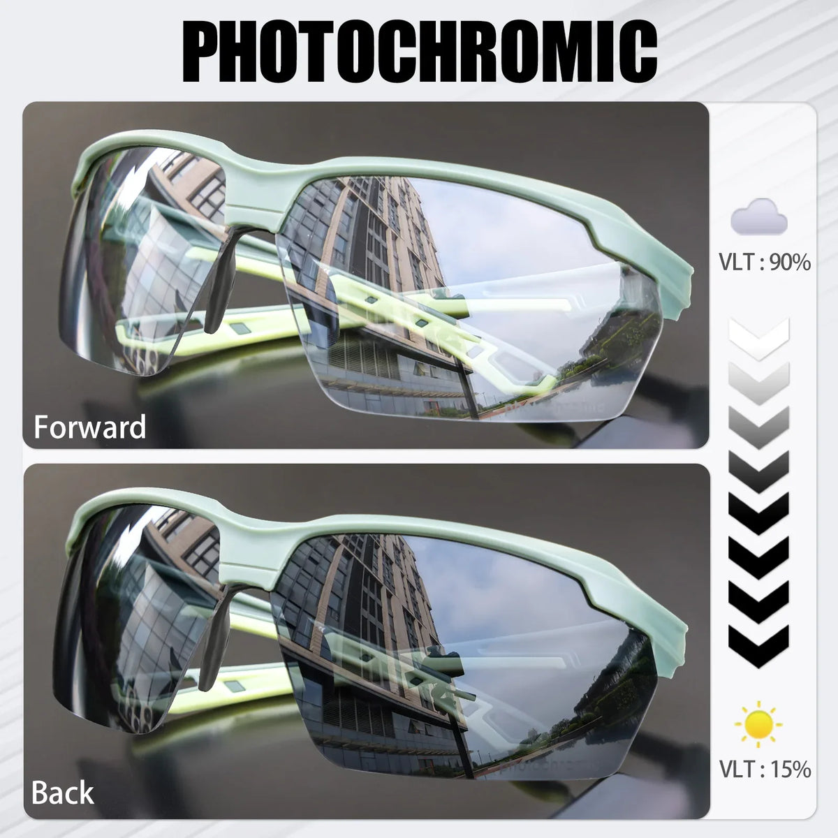 3PACKS SCVCN Photochromic Cycling Sunglasses Glasses Bike MTB Bicycle Hiking Golf UV400 Sports Glasses for Men Women Baseball