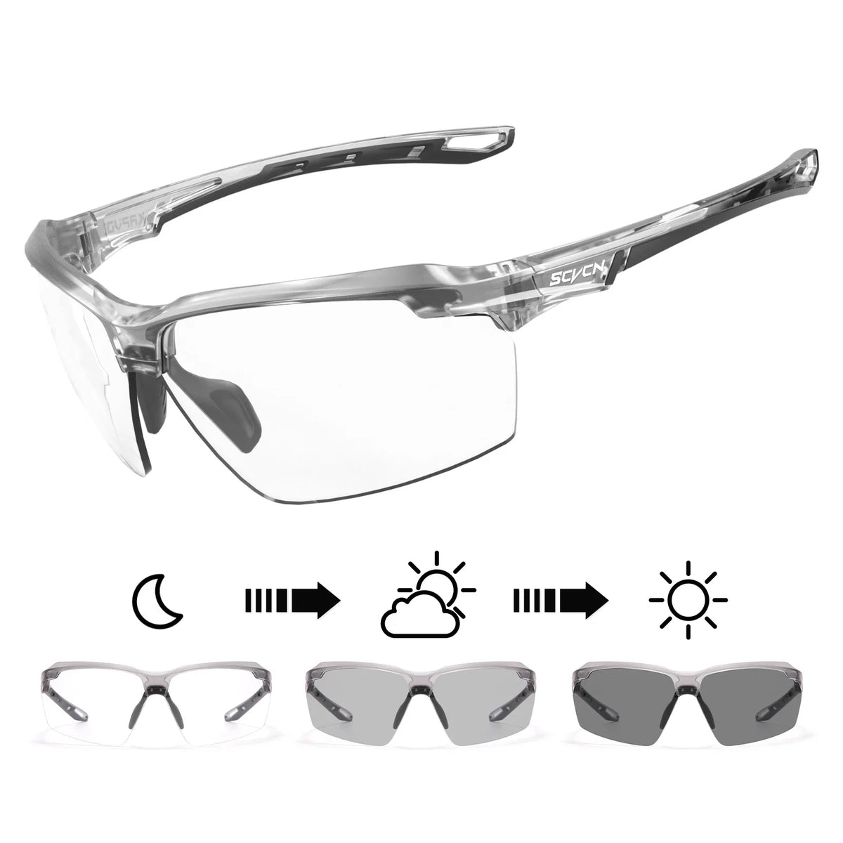 3PACKS SCVCN Photochromic Cycling Sunglasses Glasses Bike MTB Bicycle Hiking Golf UV400 Sports Glasses for Men Women Baseball