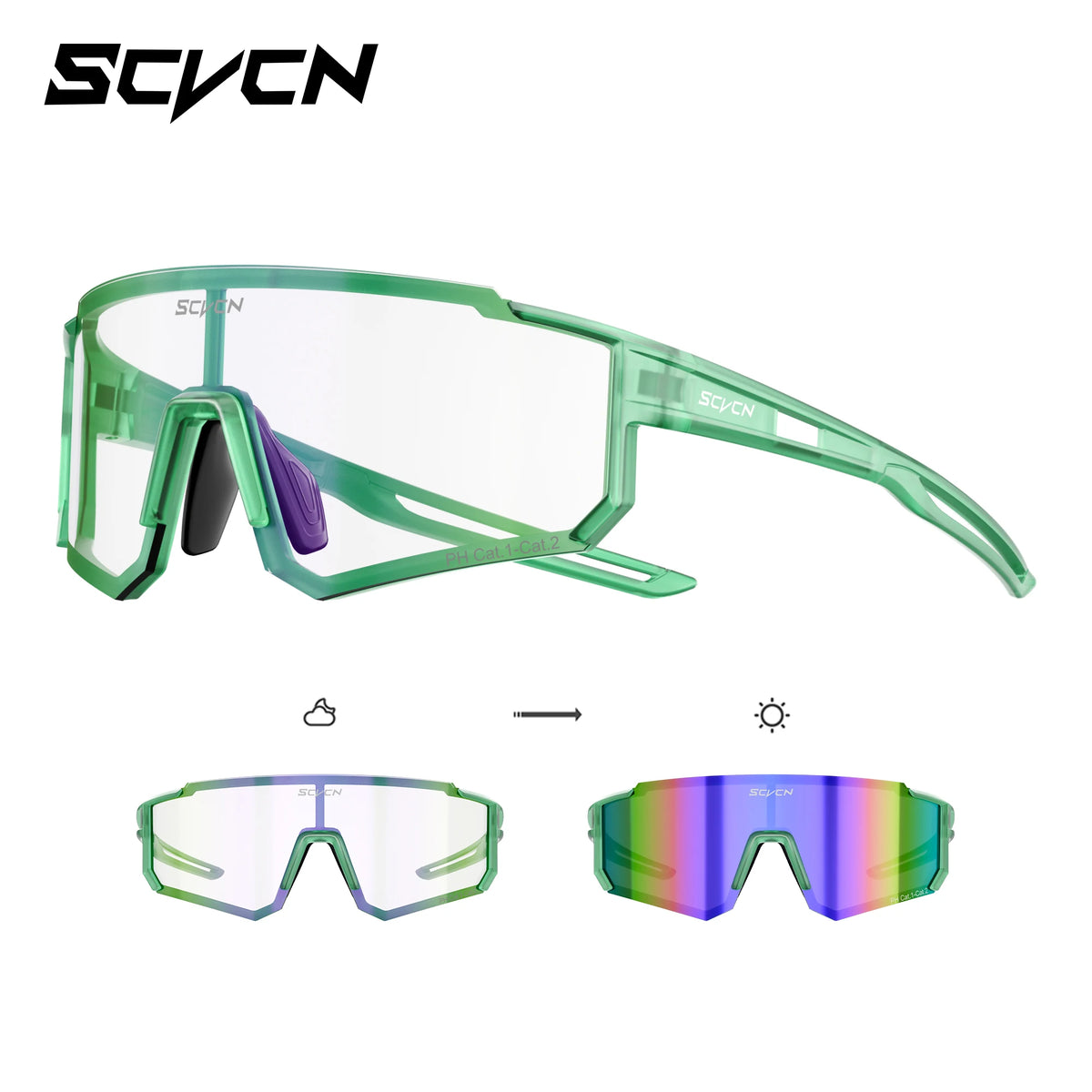 SCVCN Photochromic Sunglasses for Men Cycling Glasses Cycling Mountain Bike Glasses and Women Casual Hiking Eyewear Windproof