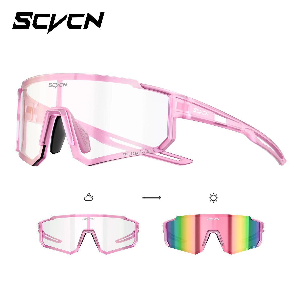SCVCN Photochromic Sunglasses for Men Cycling Glasses Cycling Mountain Bike Glasses and Women Casual Hiking Eyewear Windproof