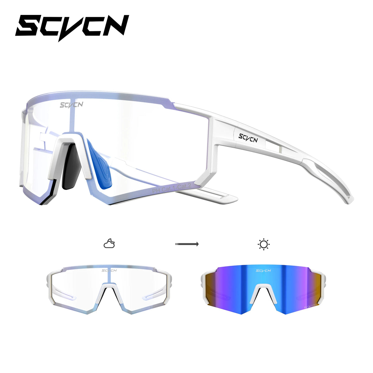 SCVCN Photochromic Sunglasses for Men Cycling Glasses Cycling Mountain Bike Glasses and Women Casual Hiking Eyewear Windproof