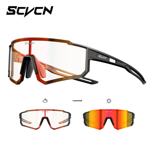 SCVCN Photochromic Sunglasses for Men Cycling Glasses Cycling Mountain Bike Glasses and Women Casual Hiking Eyewear Windproof