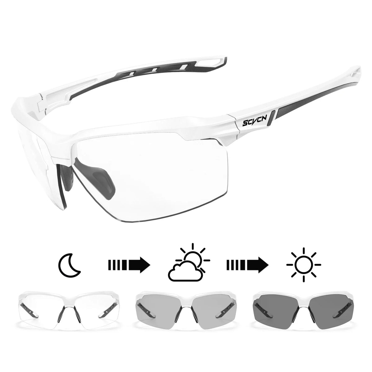 3PACKS SCVCN Photochromic Cycling Sunglasses Glasses Bike MTB Bicycle Hiking Golf UV400 Sports Glasses for Men Women Baseball