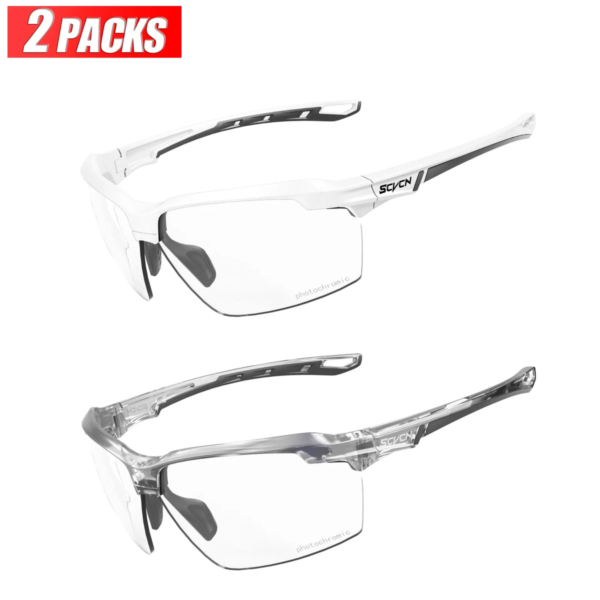 3PACKS SCVCN Photochromic Cycling Sunglasses Glasses Bike MTB Bicycle Hiking Golf UV400 Sports Glasses for Men Women Baseball