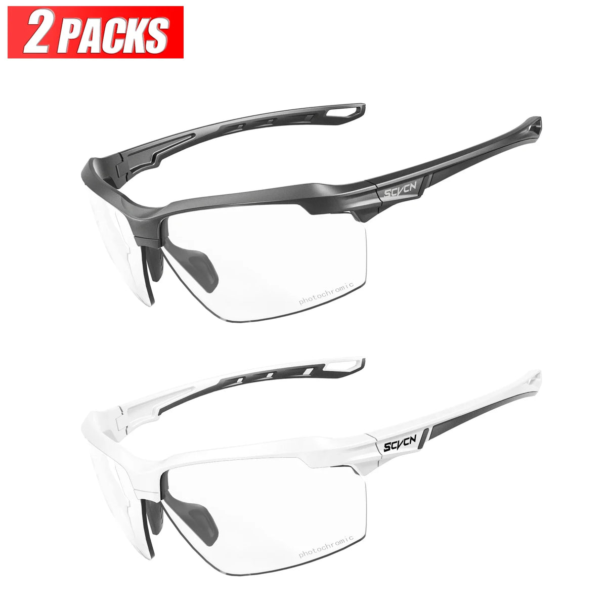 3PACKS SCVCN Photochromic Cycling Sunglasses Glasses Bike MTB Bicycle Hiking Golf UV400 Sports Glasses for Men Women Baseball