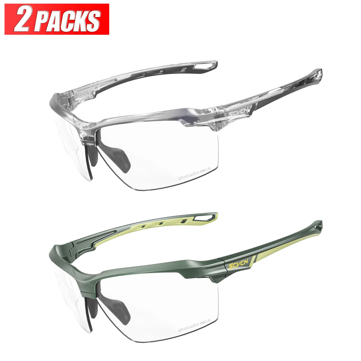 3PACKS SCVCN Photochromic Cycling Sunglasses Glasses Bike MTB Bicycle Hiking Golf UV400 Sports Glasses for Men Women Baseball
