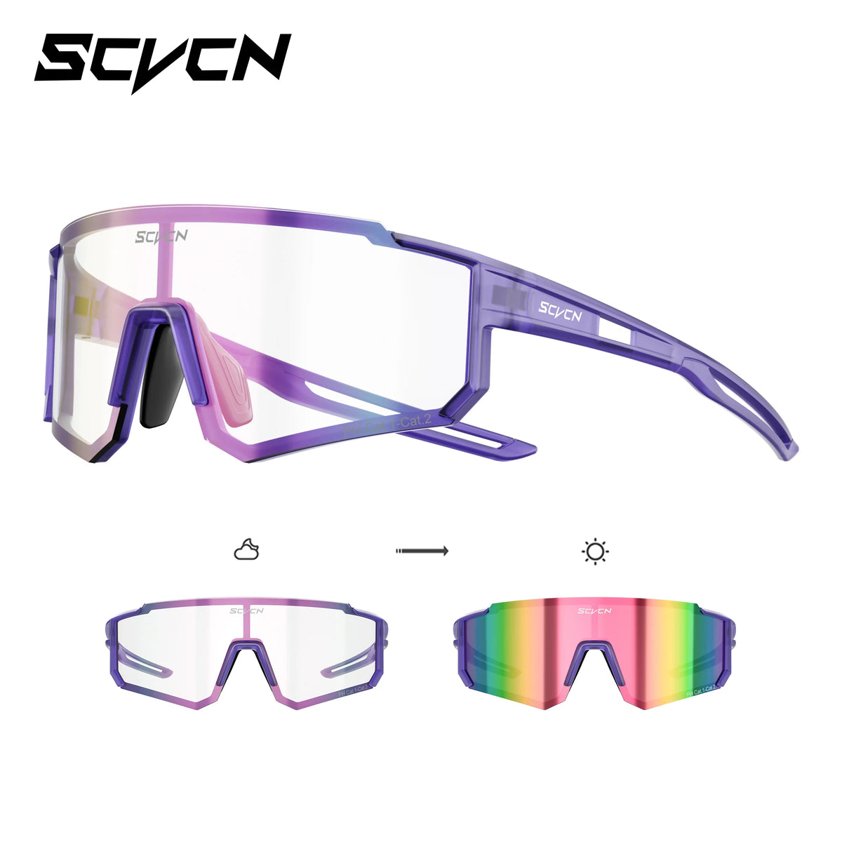 SCVCN Photochromic Sunglasses for Men Cycling Glasses Cycling Mountain Bike Glasses and Women Casual Hiking Eyewear Windproof