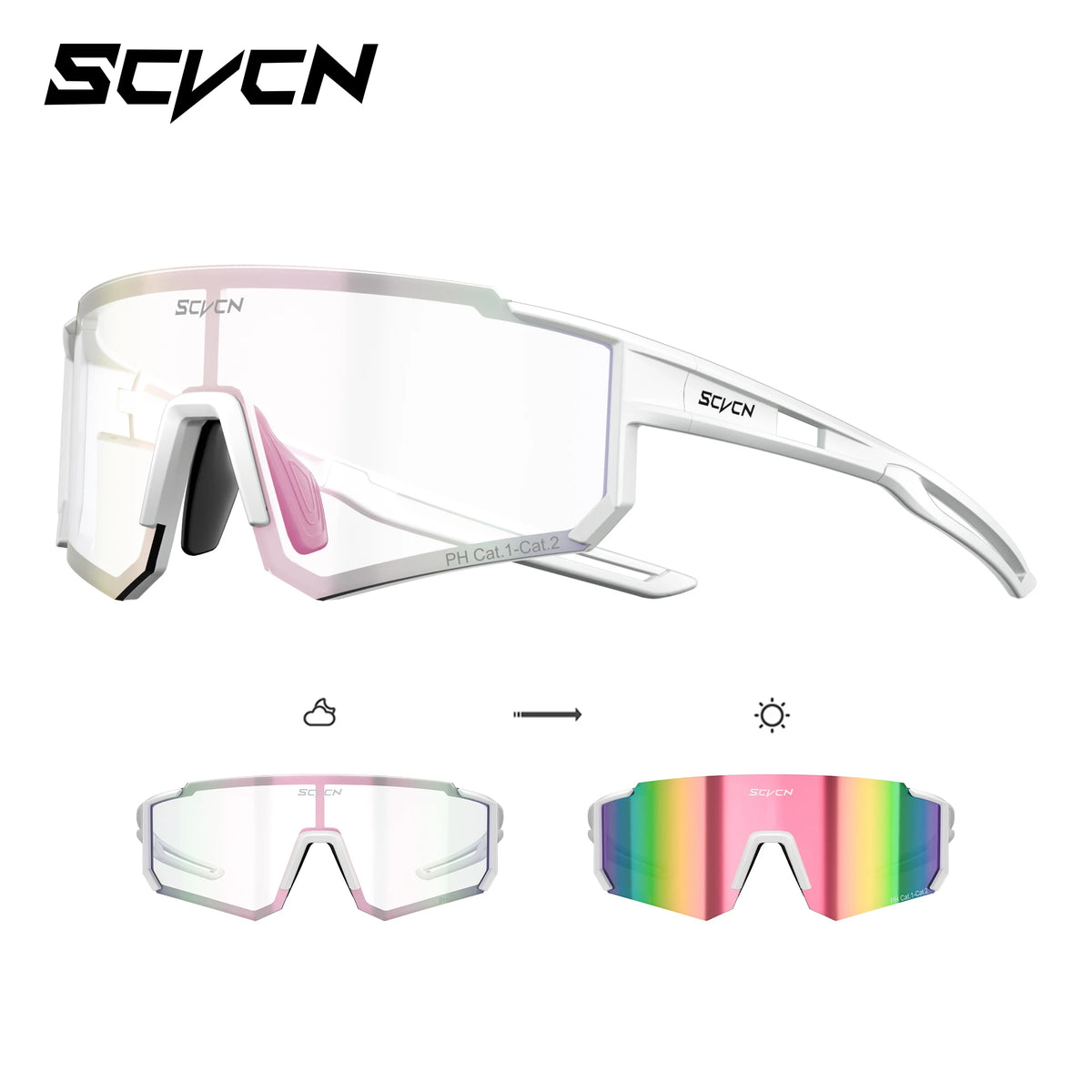 SCVCN Photochromic Sunglasses for Men Cycling Glasses Cycling Mountain Bike Glasses and Women Casual Hiking Eyewear Windproof