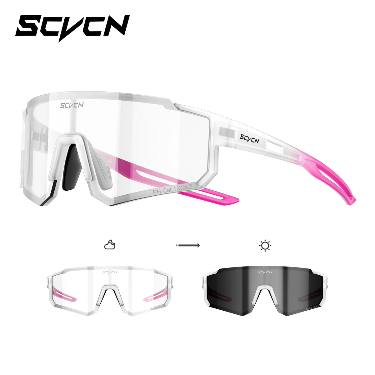 SCVCN Photochromic Sunglasses for Men Cycling Glasses Cycling Mountain Bike Glasses and Women Casual Hiking Eyewear Windproof